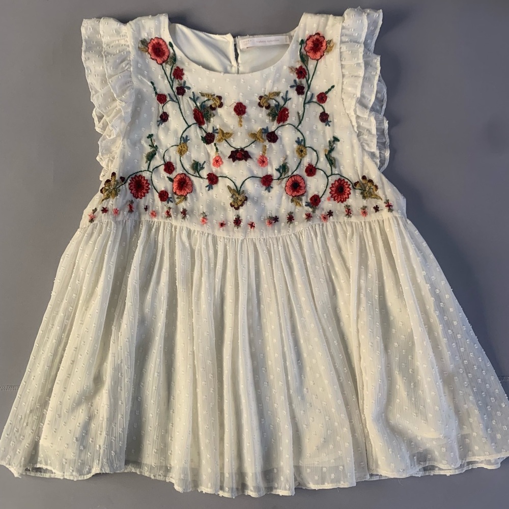 Zara Embroidered Floral Ivory Blouse